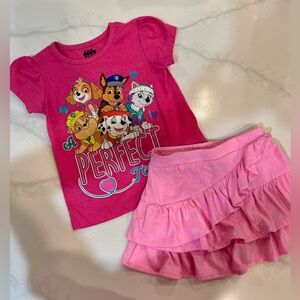 Paw Patrol Pink Kids Shirt and Skirt Set